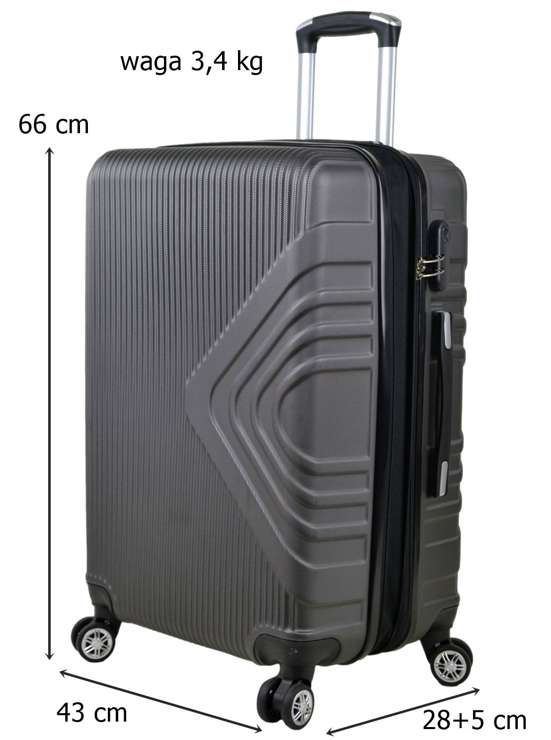 Średnia walizka z poszerzeniem SunBag - model APUS kolor grafitowy - obrazek 13