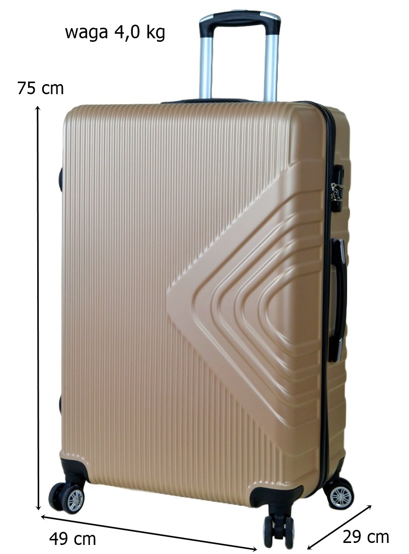 Duża walizka podróżna SunBag z poliwęglanu model APUS 8082 kolor złoty - obrazek 8