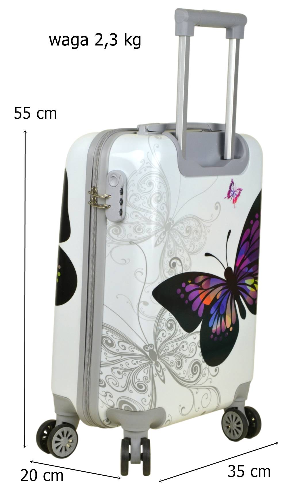 Mała walizka podróżna kabinowa SunBag model biały motyl - obrazek 13